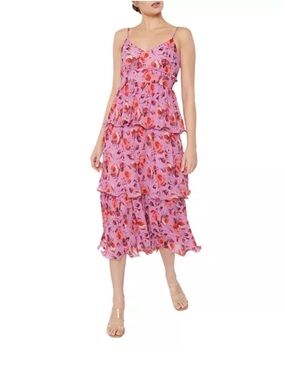 Likely women's Adriana dress size 8 floral‎ midi ruffle tiered NWT